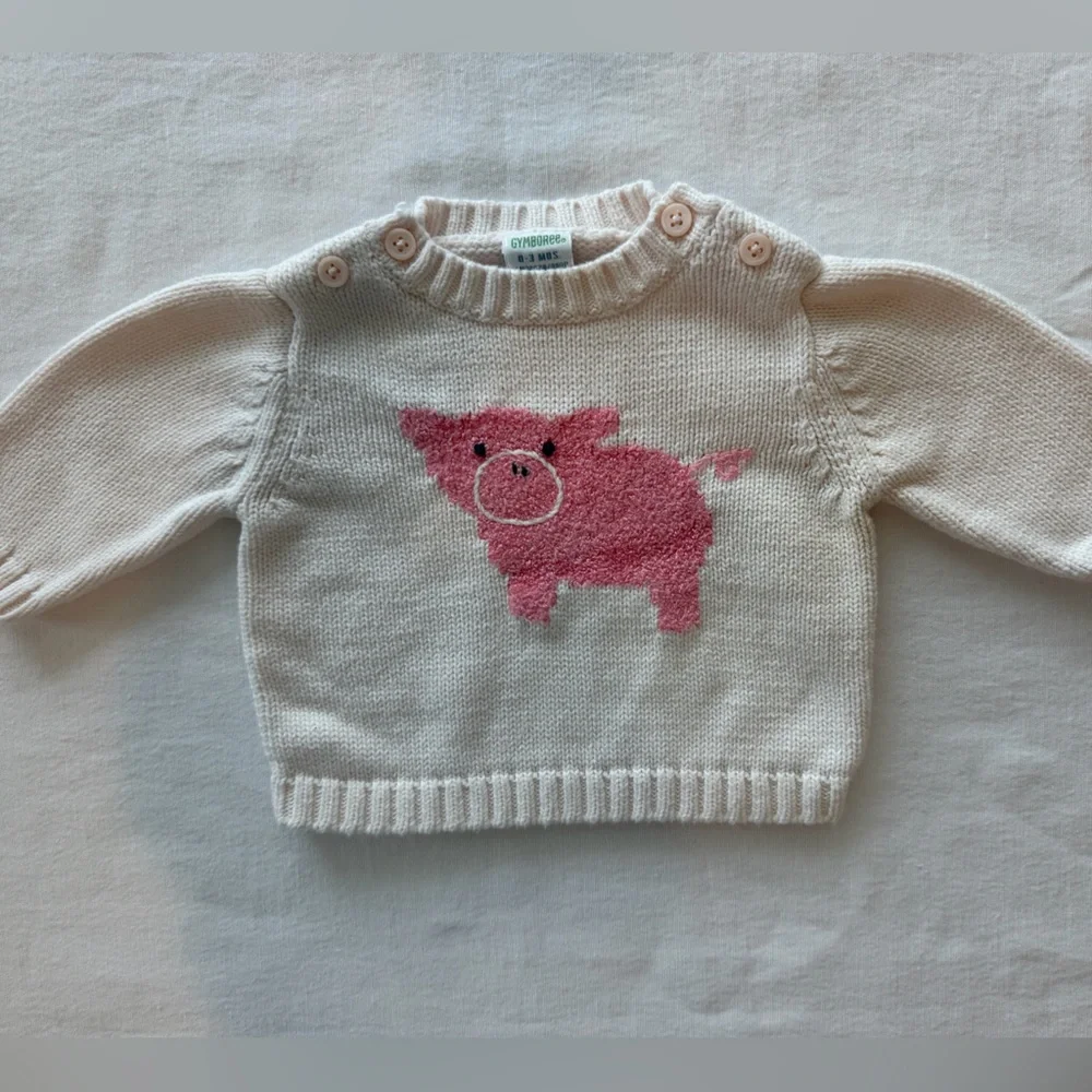 Gymboree Vintage Animal Crackers Piggy Sweater Size 0-3 months 2003